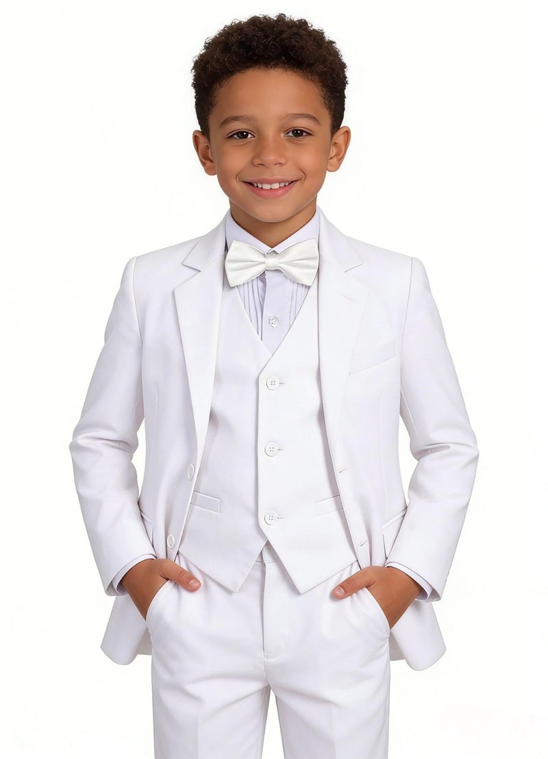 Addneo Suit for Boys White,Toddler Boy Communion Dresses Suits 5 Piece Baptism Outfit Size 14 - Image 1
